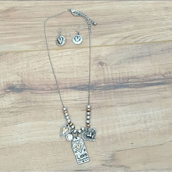 Fashion Jewelry Necklace & earrings  Color Silver Gray   ❤️  LOVE - Picture 3 of 3